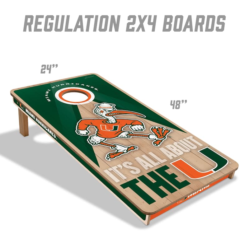 Miami Hurricanes NCAA 2x4 Professional Cornhole Board Set