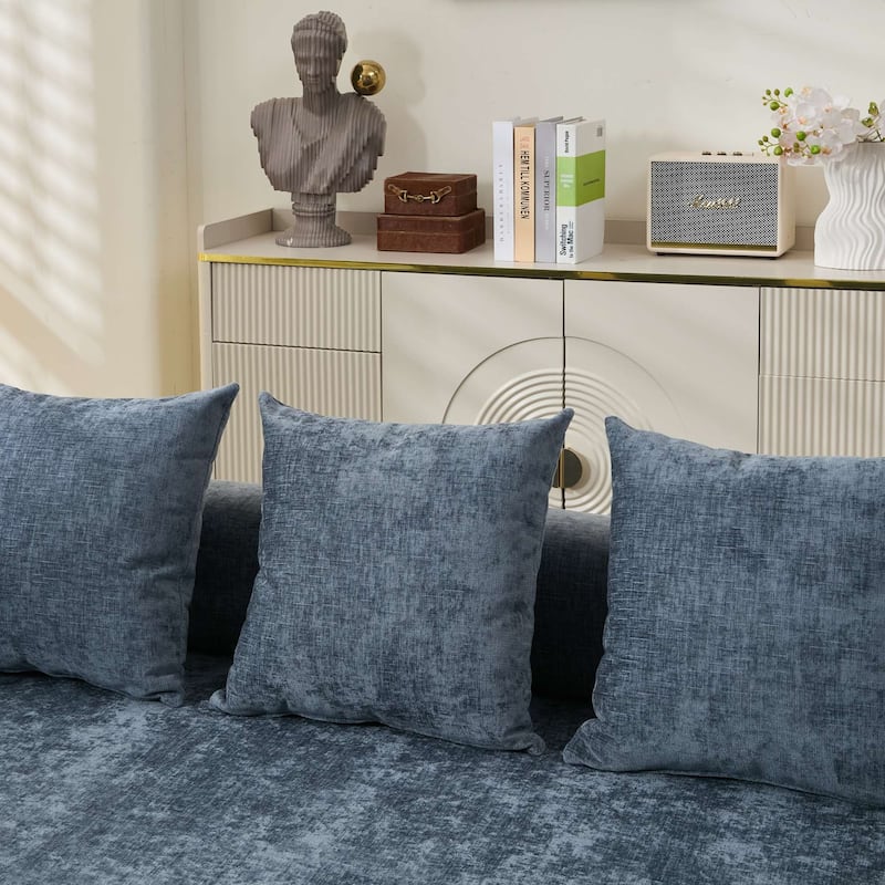 Chenille Floor Sofa Bed - Foldable Mattress Couch with Armrests, Convertible Lounge Chair for Living Room, Bedroom or Studio