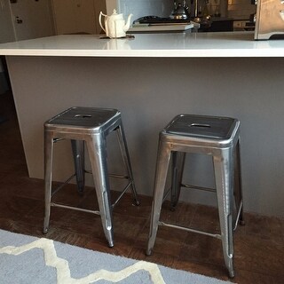 I Love Living 24-inch Vintage Patina Backless Counter Stool (Set of 2)