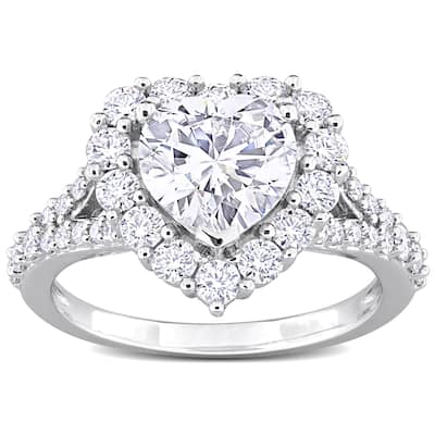 Miadora 3ct DEW Heart-Shaped Created Moissanite Ring in Sterling Silver