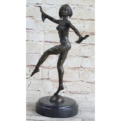 Chiparus Art Deco Bronze Dancer Figure Statue Sculpture 12 Inches X 9 Inches