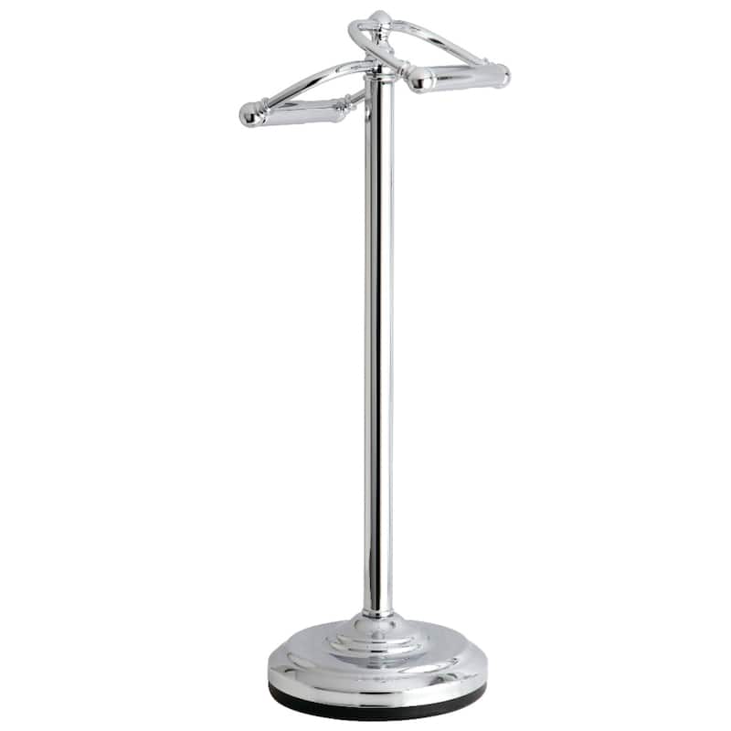 Vintage Freestanding Double Roll Toilet Paper Holder - Polished Chrome