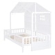 preview thumbnail 19 of 20, Twin House Bed with Shelves for Kids Girls Boys, Solid Wood Platform Bed Frame with Window & Sparkling Light Strip on the Roof