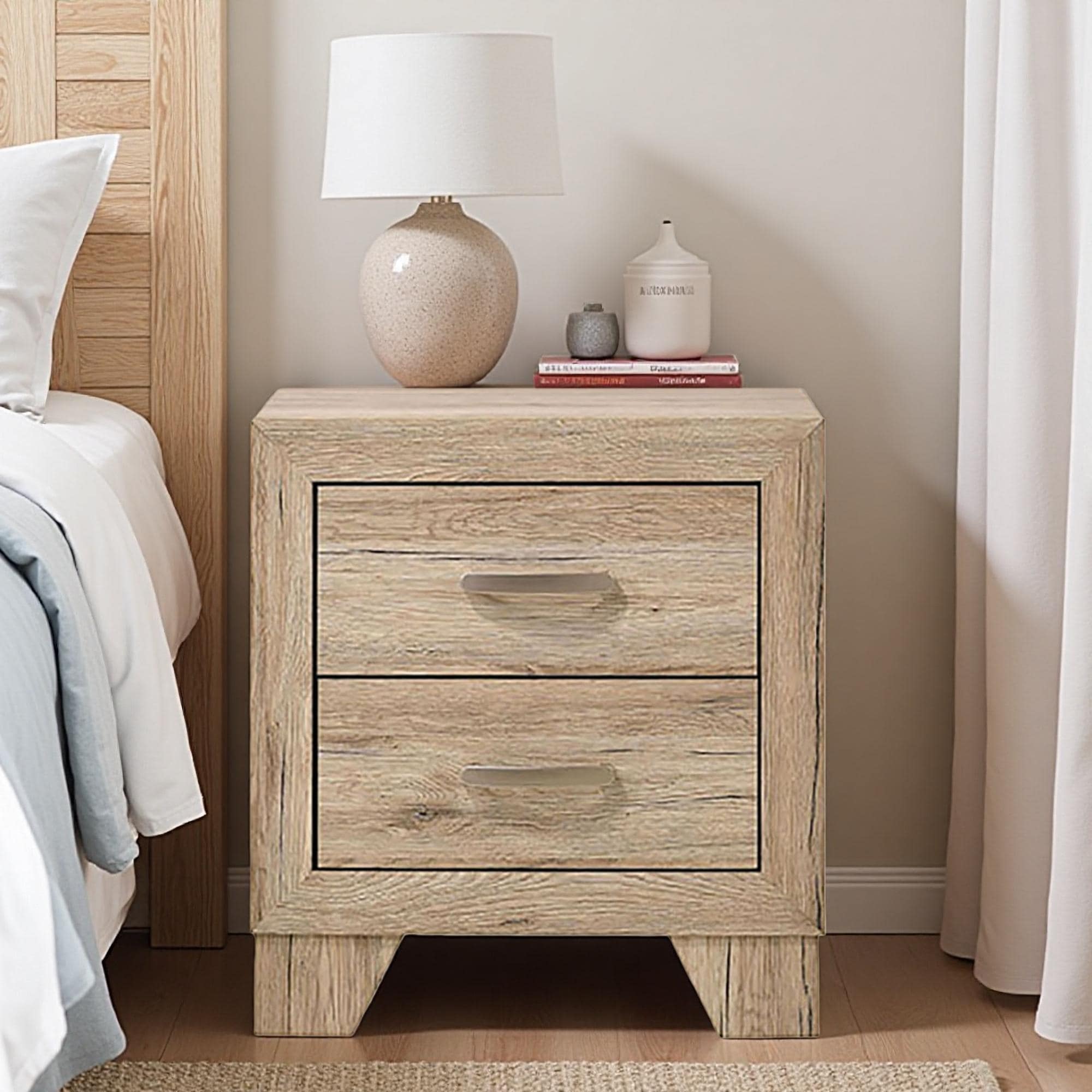 22.5"L Laminated Veneer 1-Drawer Nightstand with Dovetail Construction & Tapered Legs