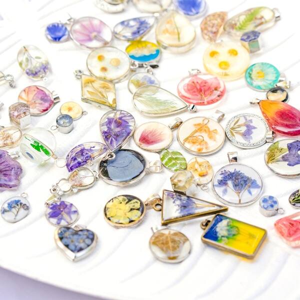 40pcs Round Open Bezel Pendants With 100 Jump Rings - Resin Jewelry Making Kit