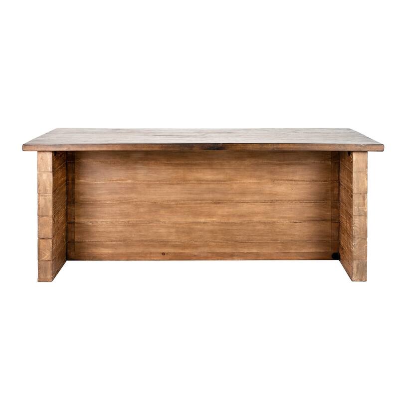 Amry Counter Table, 90 Inch Rectangular Top, Natural Brown Pine Wood