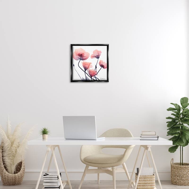 Stupell Pink Chic Simple Flowers Framed Floater Canvas Wall Art Design By Albert Koetsier