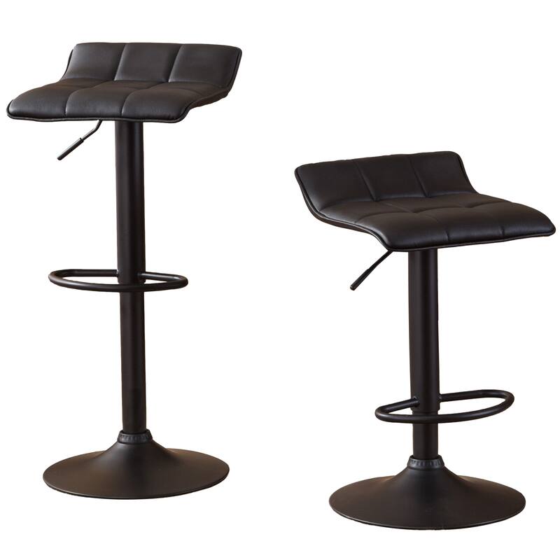 Swivel Leather Fabric Adjustable Bar Stool, Set of 2, Counter Height Chair with Footrest for Bar, Kitchen Island, Dining Room