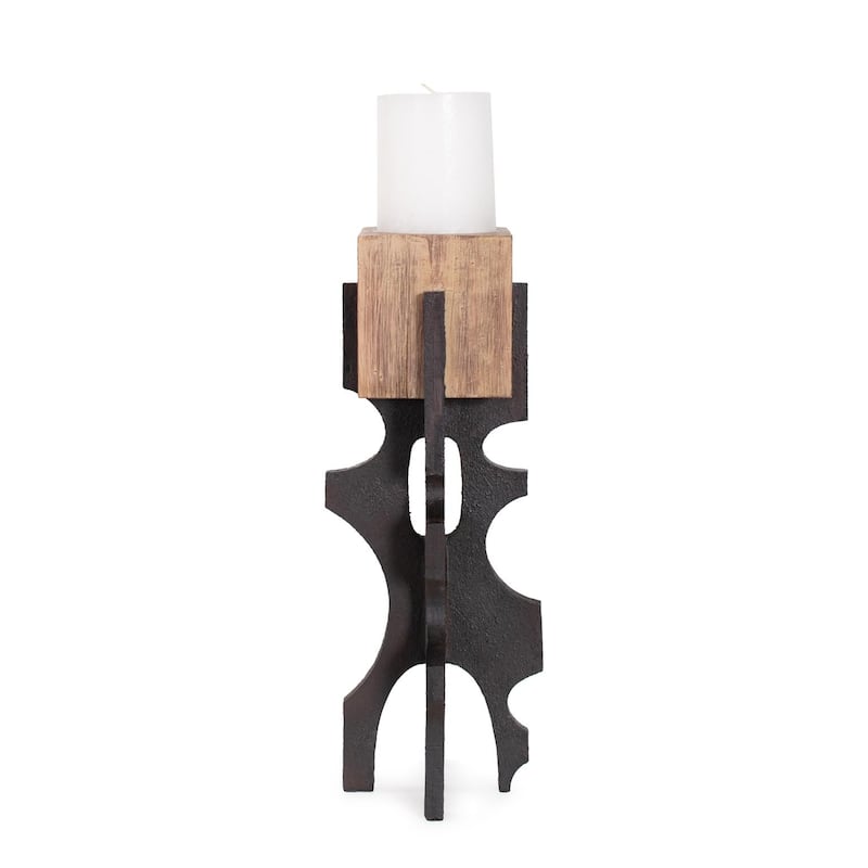 Cade Architectural Pillar Candle Holder- Tall - 11.1/4H x 4W x 4D