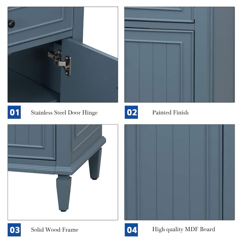 24" Bathroom Vanity with Sink Bathroom Storage Cabinet with One Flip Drawer and Two Drawers, Adjustable Shelf