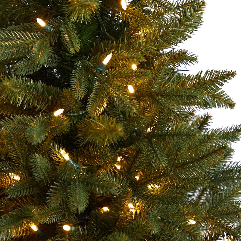 5Ft Pre-Lit Christmas Tree with Lights & Planter - Holiday Decor, Artificial Evergreen Tree, Festive Home Accent - Green - 60