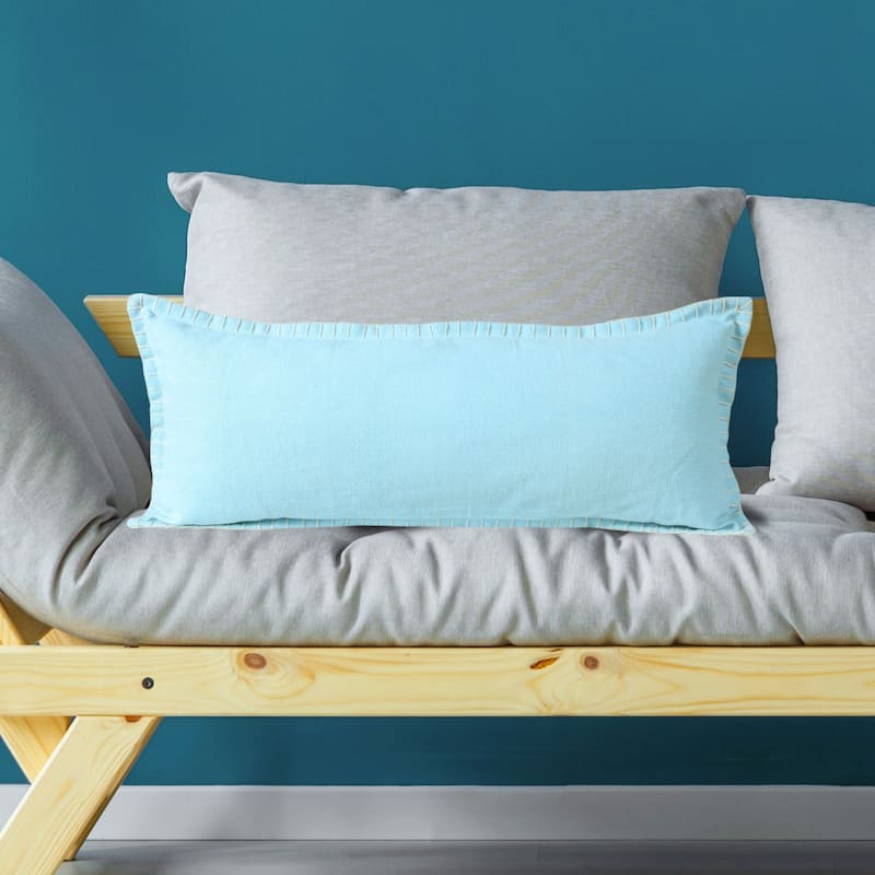 HomeRoots 14" X 36" Light Blue 100% Cotton Zippered Pillow