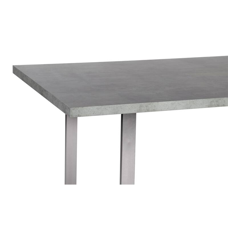 Fenton Cement Gray Dining Table with Brushed Stainless Steel Legs