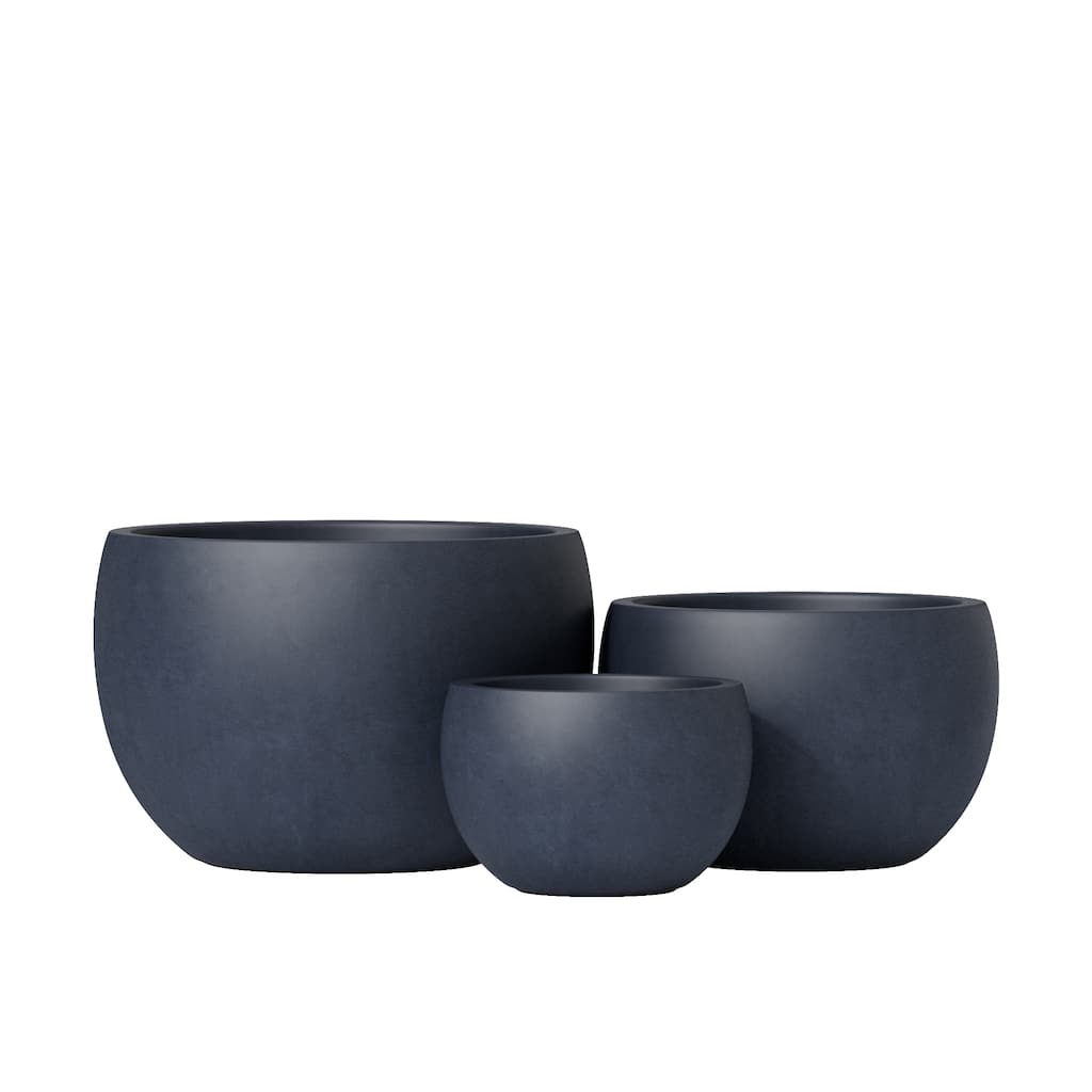 Lightweight Concrete Bowl Cement Color Planter-Set of 3