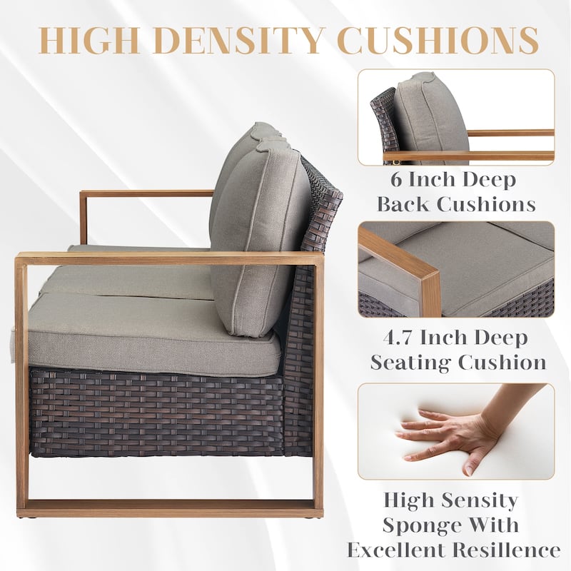 Gymojoy Outdoor Rattan Sofa with Ottoman