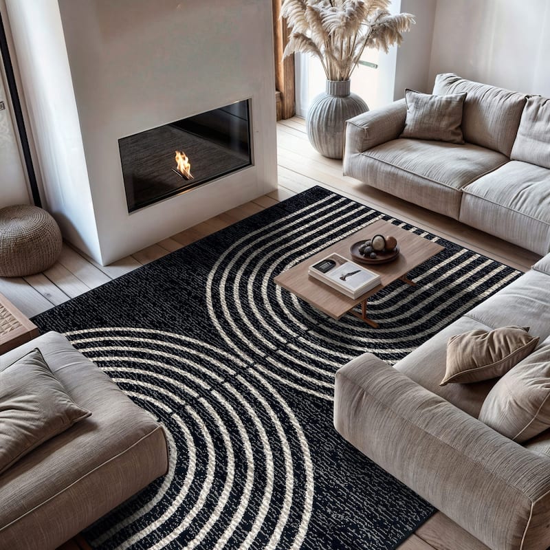 Southwestern Geometric Area Rug - Black - 7' 10" x 10'