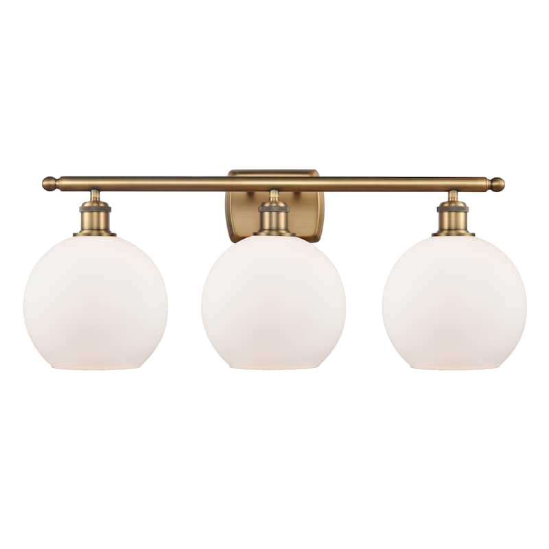 Innovations Lighting Athens 3 Light 26" Bath Vanity Light - 8" Shade - Brushed Brass/Matte White