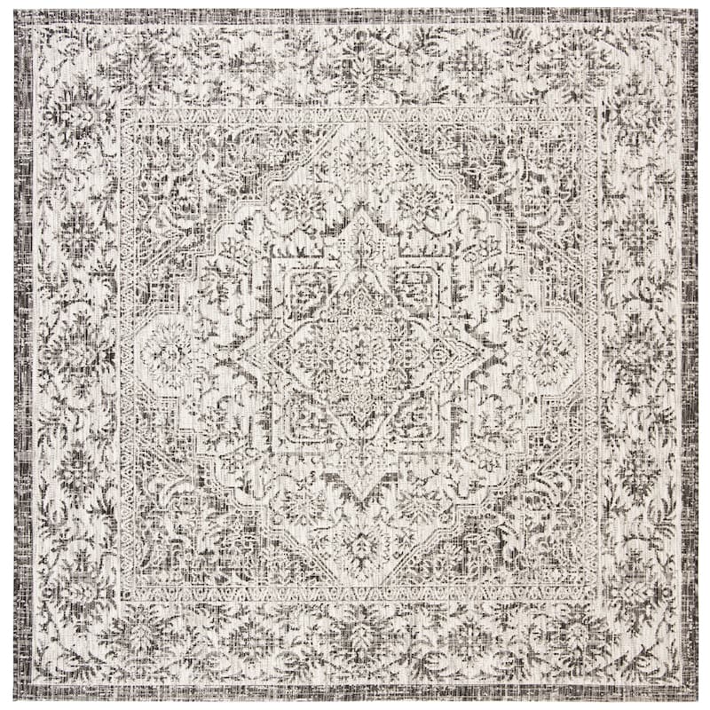 SAFAVIEH Courtyard Guylaine Indoor/ Outdoor Waterproof Patio Backyard Rug - 6'7" Square - Slate/Grey