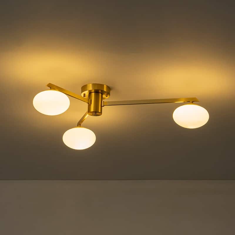 Modern Ellipse Glass Sputnik Chandelier Convertible to Semi-flush Mount