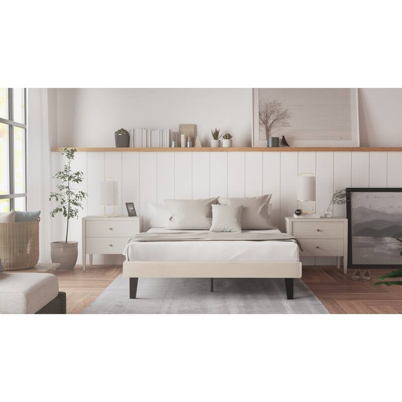 Queen Bed Frame 14" Allure Upholstered Platform Bed - Modern Minimalist Design