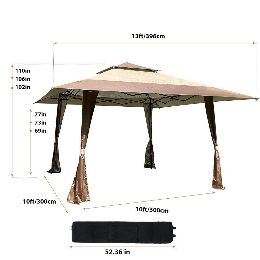 13x13 Ft Canopy Patio Pop-up Gazebo Canopy Tent with Corner Curtain