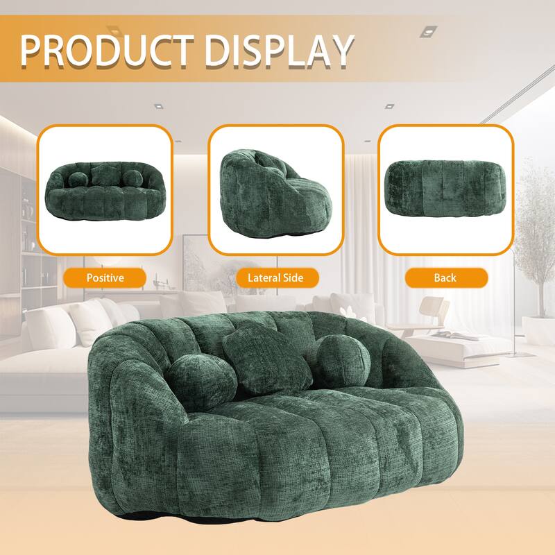 Chenille Upholstered Durable Comfort Lounger Bean Bag Lazy Sofa