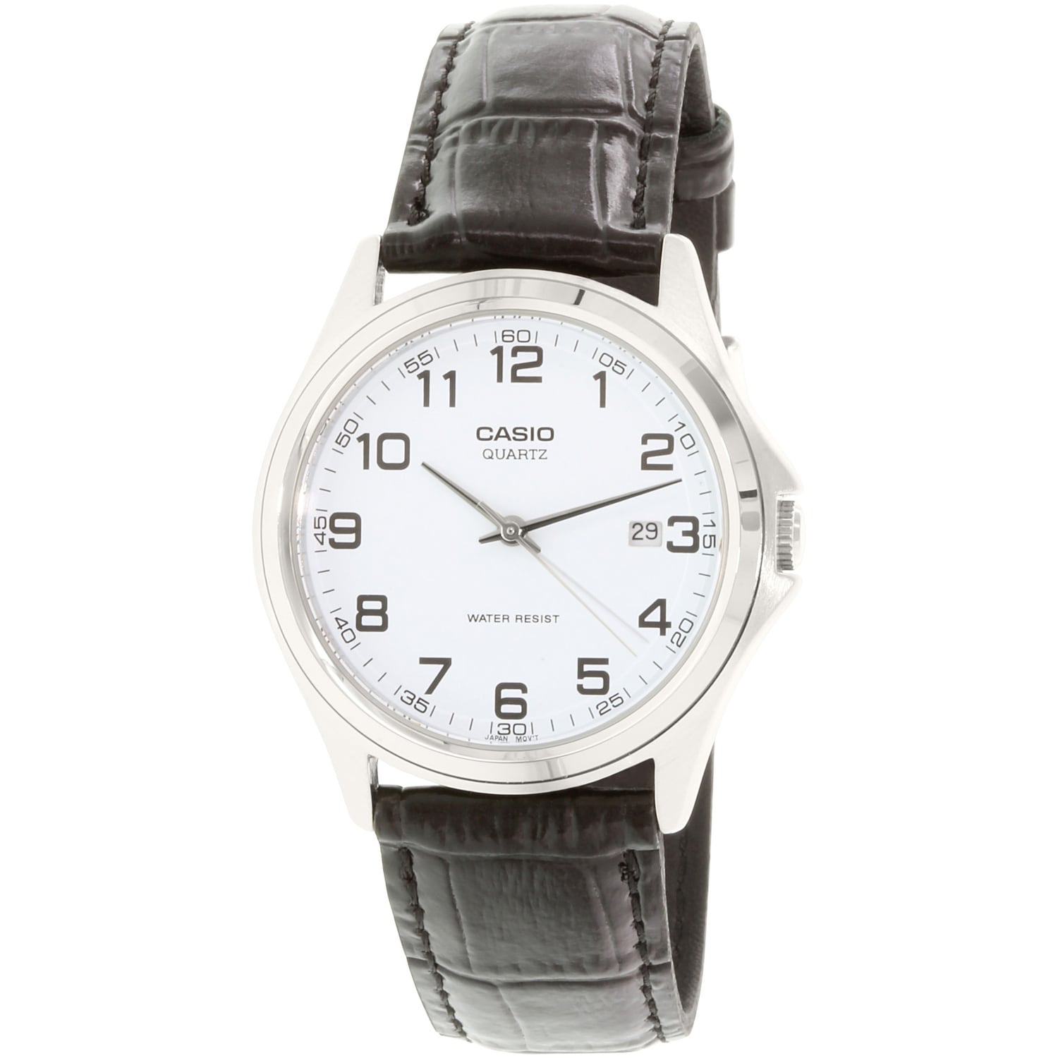 casio black leather watch