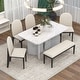 6-Piece Dining Set with Faux Marble Table and 4 Upholstered Chairs ...