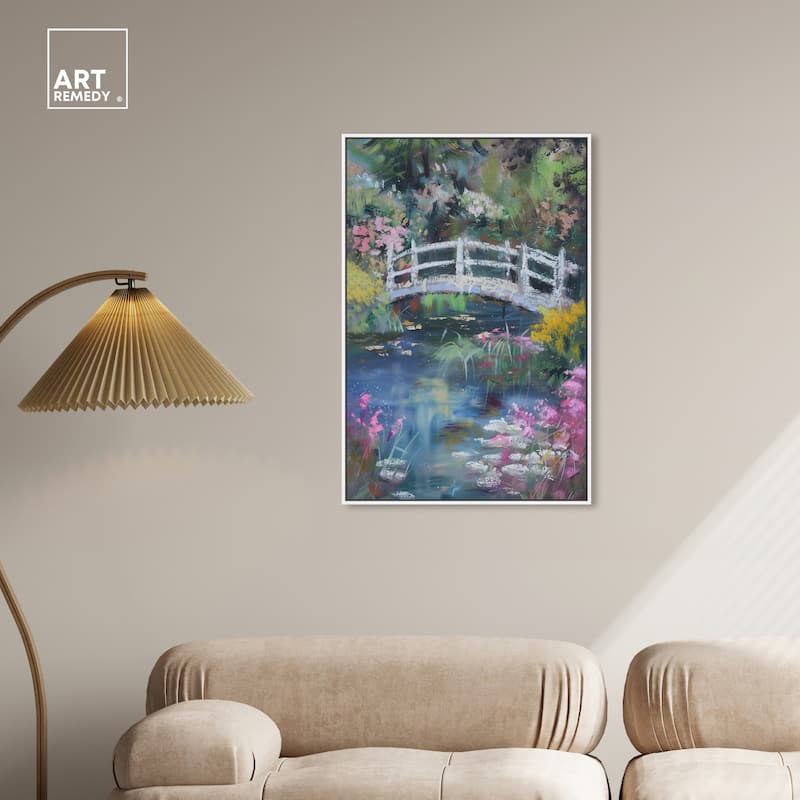 Art Remedy Hidden Garden Framed Impressionism 1 Piece Canvas Wall Art /Monet And Van Gogh Inspired Art