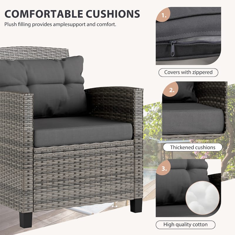 Futzca 3 Piece Patio Furniture Set with Glass Table