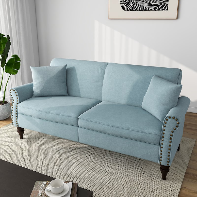 73" Sofa with Nailhead Trim Rolled Arms