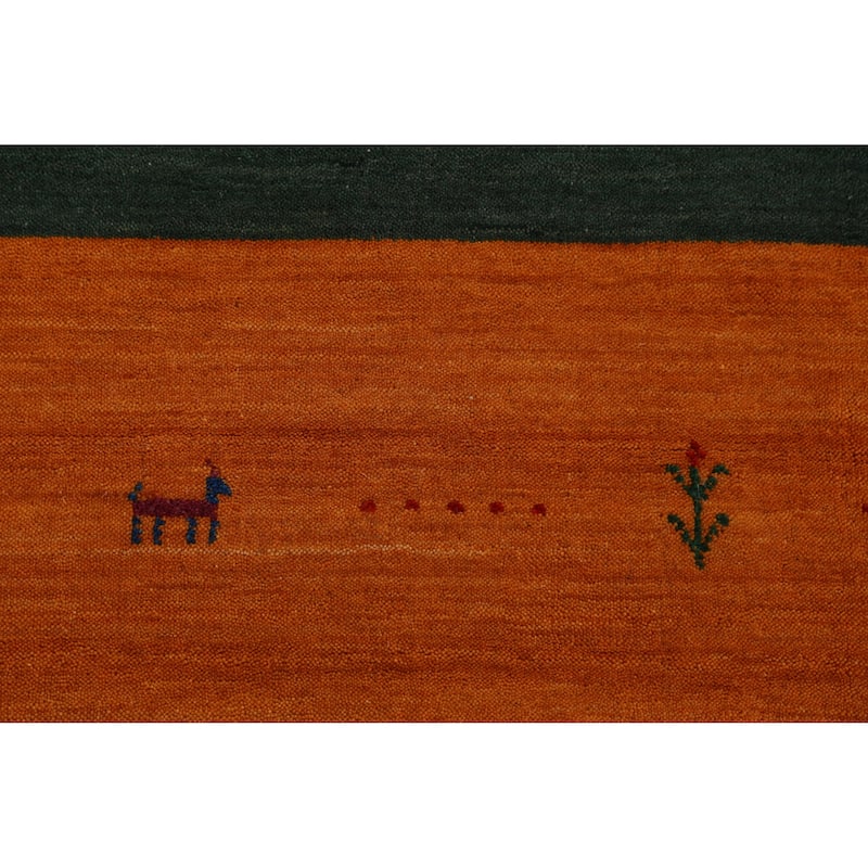 Hand Knotted Oriental 100% Wool Carpet Tribal Bordered Green Gabbeh Area Rug - 11' 5'' X 8' 2''
