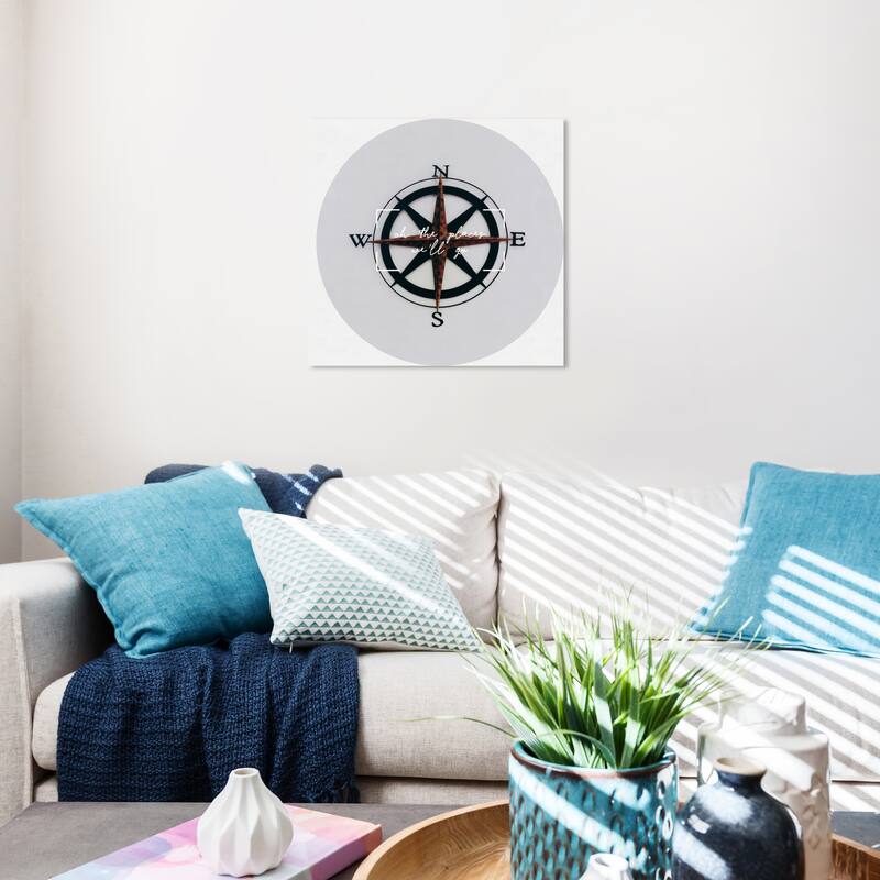 Wynwood Studio Prints Nautical and Coastal Compass White and Nautical & Coastal Wall Art Canvas Print - 20 x 20