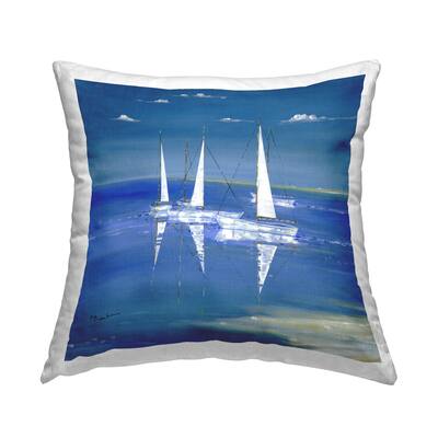 Stupell Floating Sailboats Blue Ocean View Printed Throw Pillow by Paul Brent