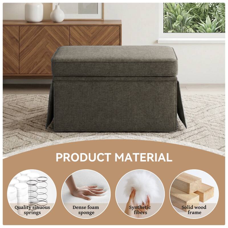 Skirted Rectangular Flip-Top Storage Ottoman