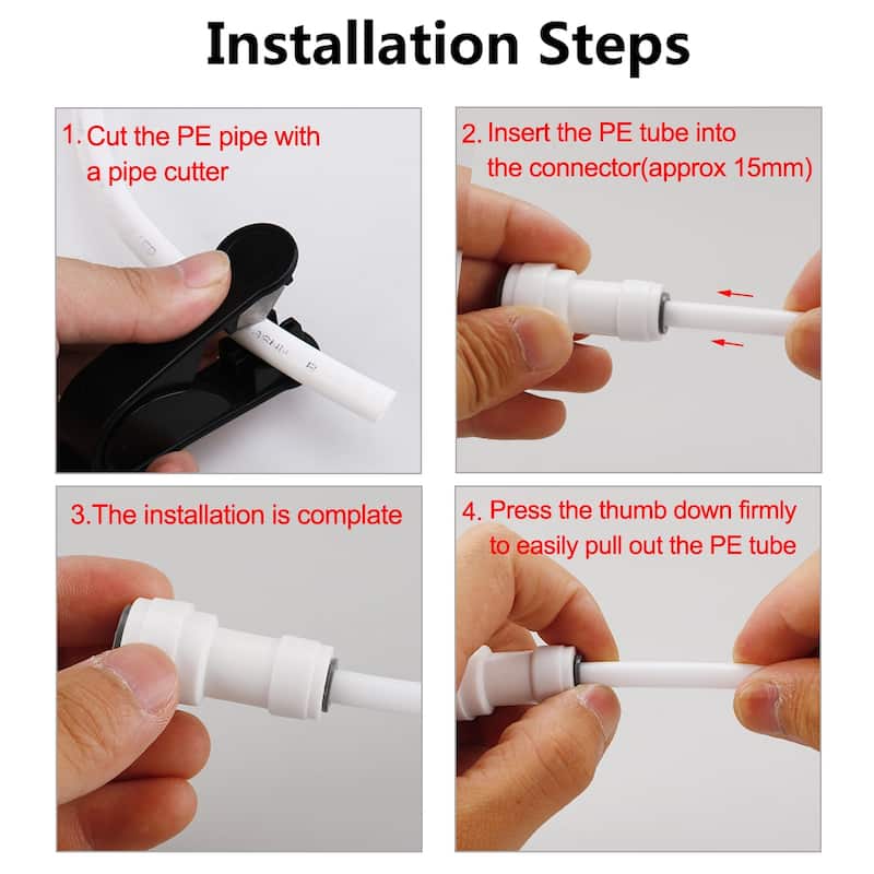 3/8 to 1/4 Inch OD Straight Quick Connect Water Tube Fittings RO Fittings 5pcs - White,Gray - 20 x 41mm/0.8" x 1.61"(D*L)