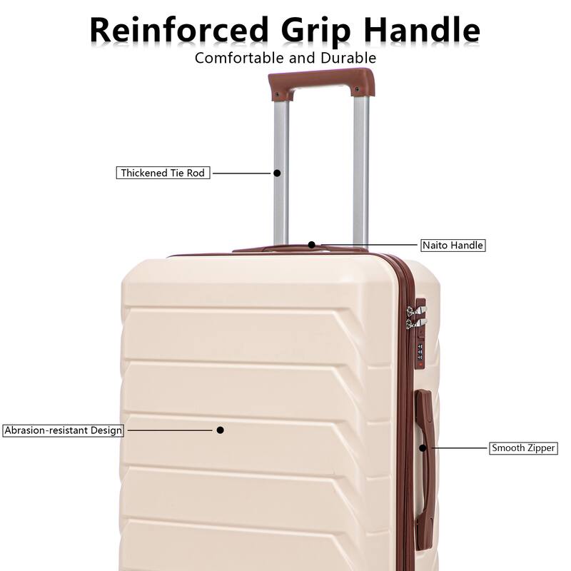 20"/24"/28" 3-Piece, Modern Luggage Sets with Retractable Handle and Combination Lock, for Boarding Travel, Beige