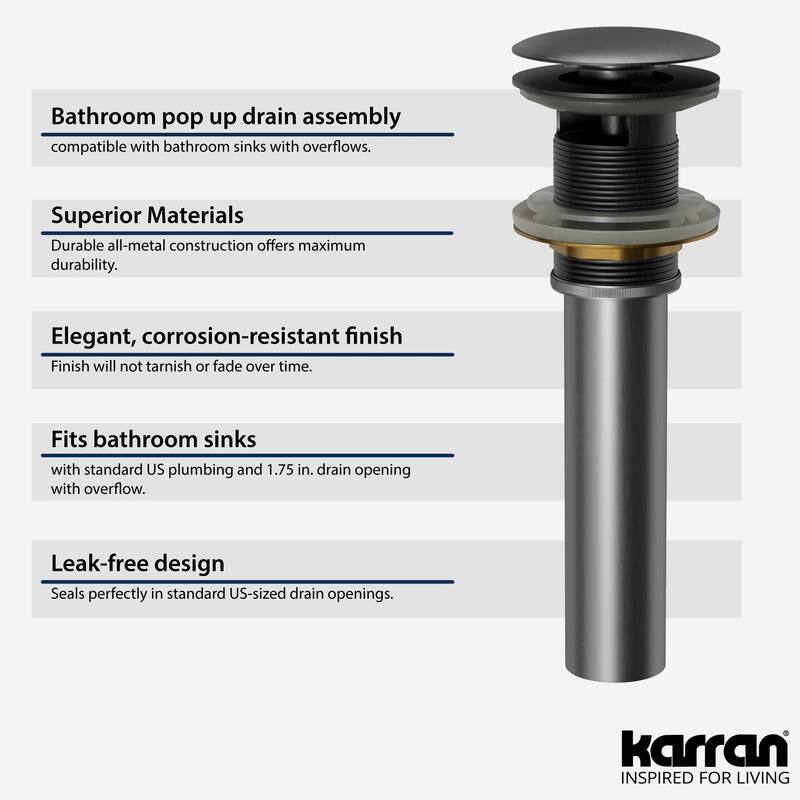 Karran Pop-Up Vanity Bowl Drain with Overflow