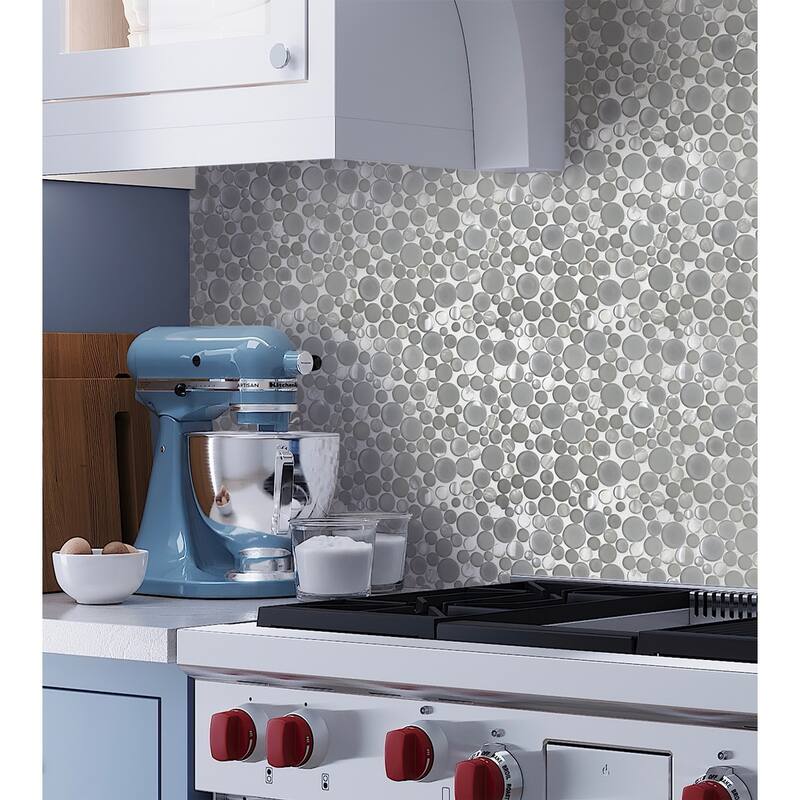 Apollo tile 12" x 12" Winterland Glossy Matte White Glass Shell Mother of Pearl Tile (4.67 sq ft/case) - 5 Pack