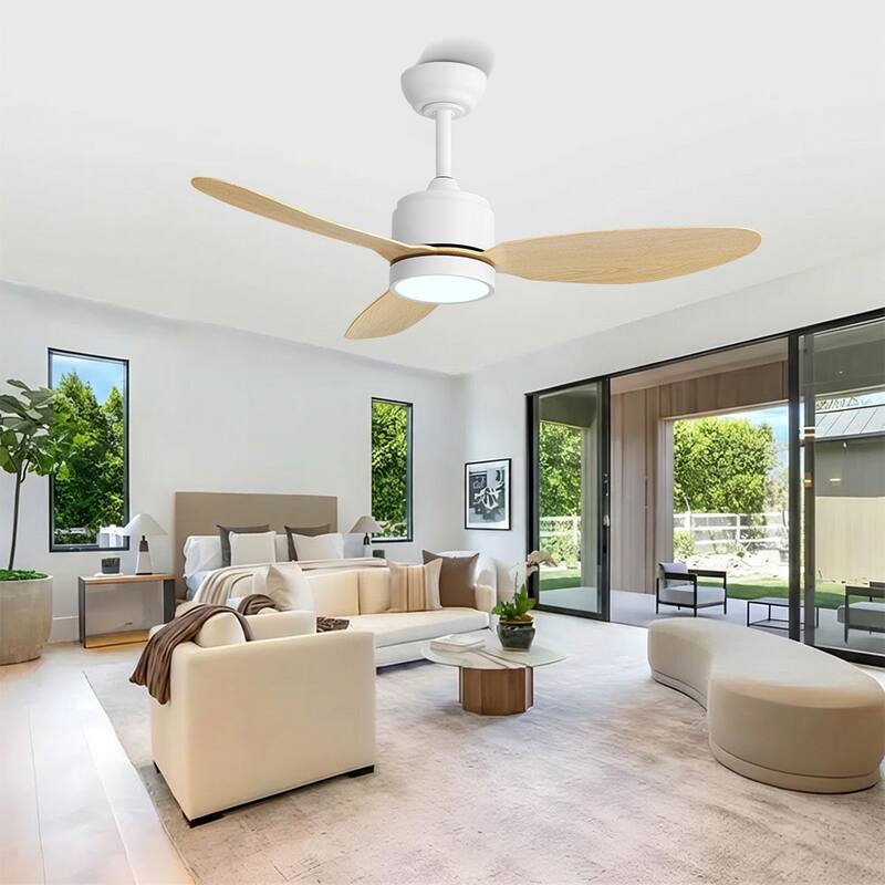 MLiAN 42 in 3 ABS Blades Indoor and Outdoor Ceiling Fan with Integrated LED and Remote Downrod