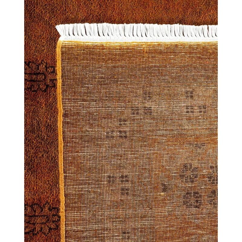 Overton Hand Knotted Wool Vintage Inspired Modern Contemporary Overdyed Yellow Area Rug - 8' 10" x 11' 10"