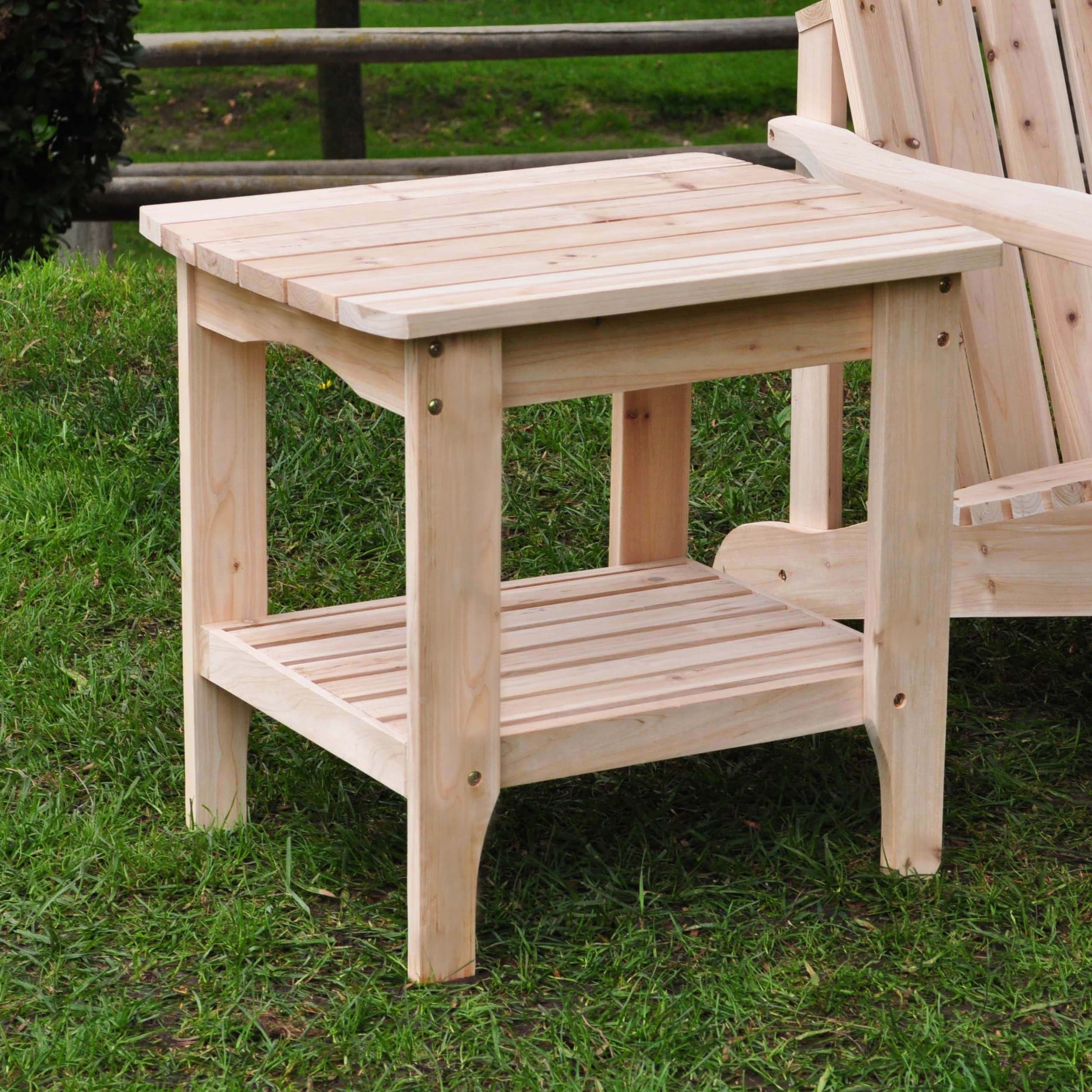 Laguna 24" Natural Solid Wood Adirondack Outdoor Side Table