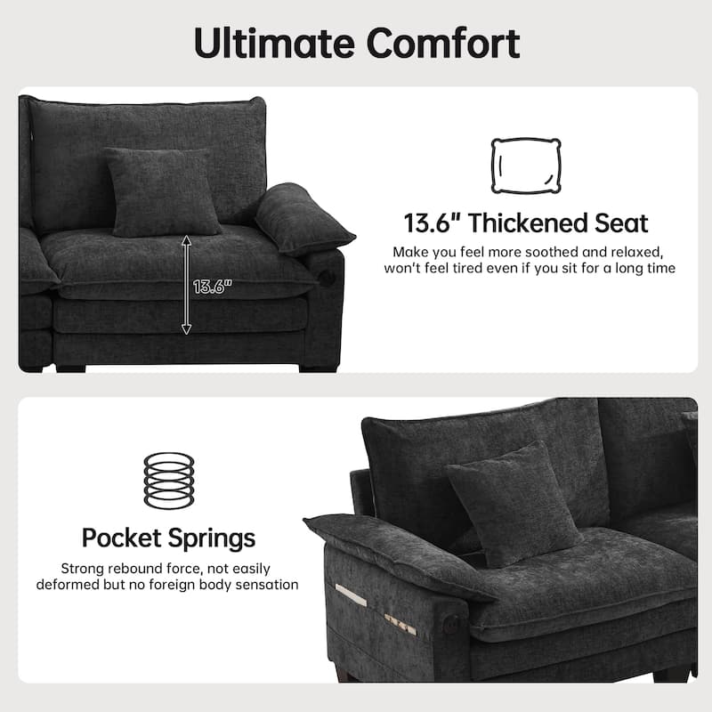Modular Sectional Sofa Set Convertible Sectional Sleeper Sofa with Chaise for Apartment