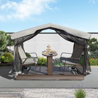 Domi 4-Seat Aluminum Outdoor Glider Swing with Canopy for Patio or Garden