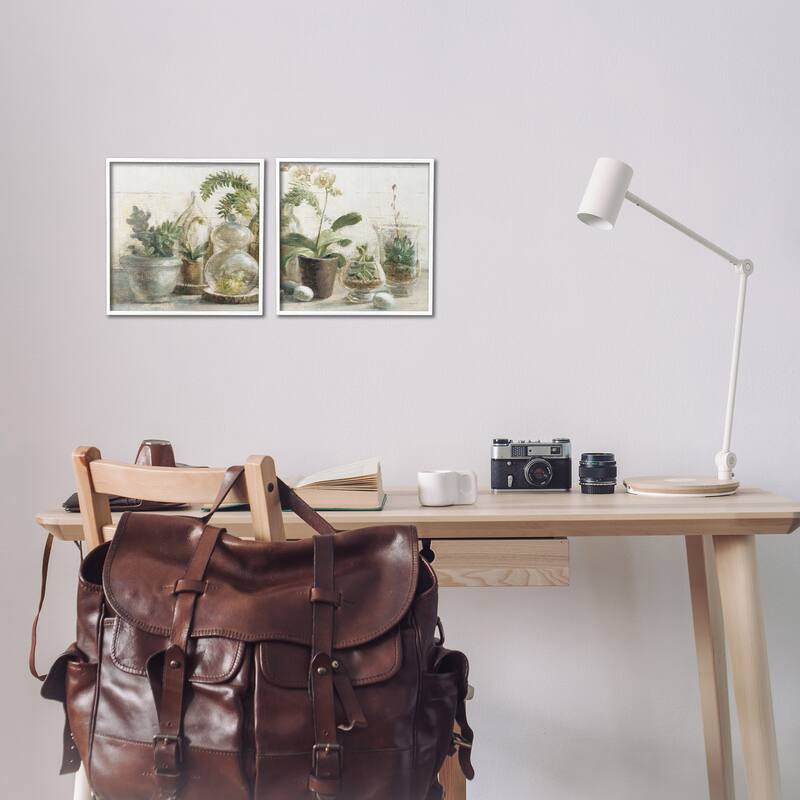 Stupell Succulent House Plants Country Charm Green Brown,2pc Multi Piece Framed Wall Art Set