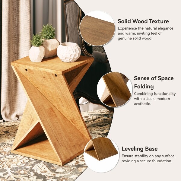 COZAYH Farmhouse End Table Square Solid Wood Side Table