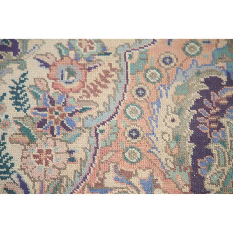 Hand Knotted Oriental 100% Wool Carpet Traditional Floral Pink Tabriz Area Rug - 11' 3'' X 8' 3''