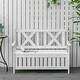 preview thumbnail 1 of 18, Cream White Rustic Solid Fir Wood Storage Boxes with Bench and 4 Wooden Legs for Porch Deck Garden and Balcony