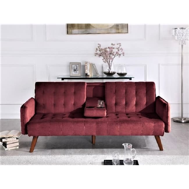 Convertible Sleeper Sofa Bed - Burgundy