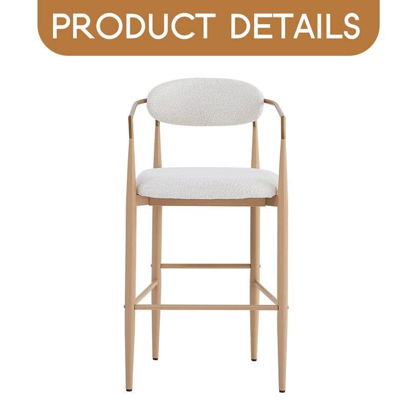 Barstools Set of 2, Counter Height Upholstered Bar Stools with Backs and Iron Legs for Kitchen Island,